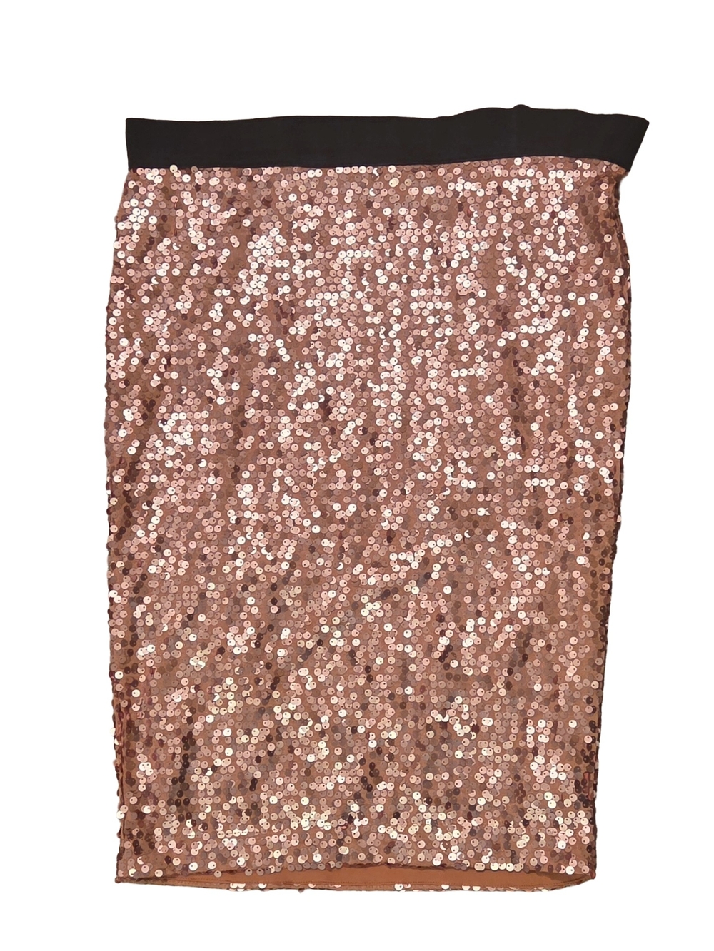 Downeast Rose Gold Sequin Pencil Skirt